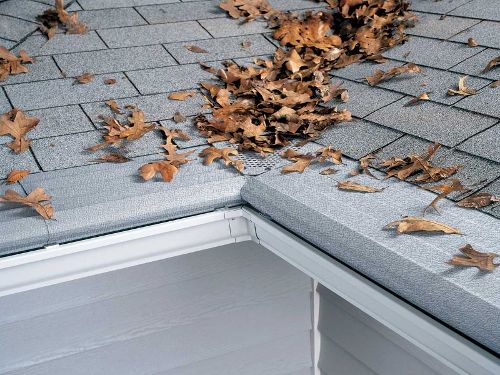 gutter helmet on a roof corner
